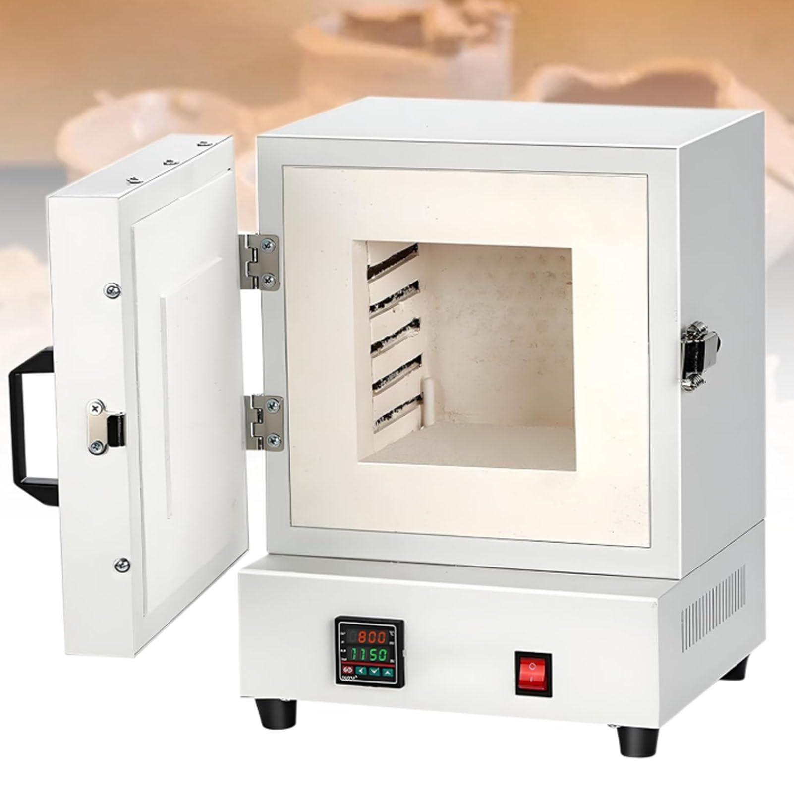 Piec muflowy, elektryczny piec do spiekania 2000 W, wysoka temperatura 1150℃, zamknięte pudełko ceramiczne do podgrzewania biżuterii i form gipsowych