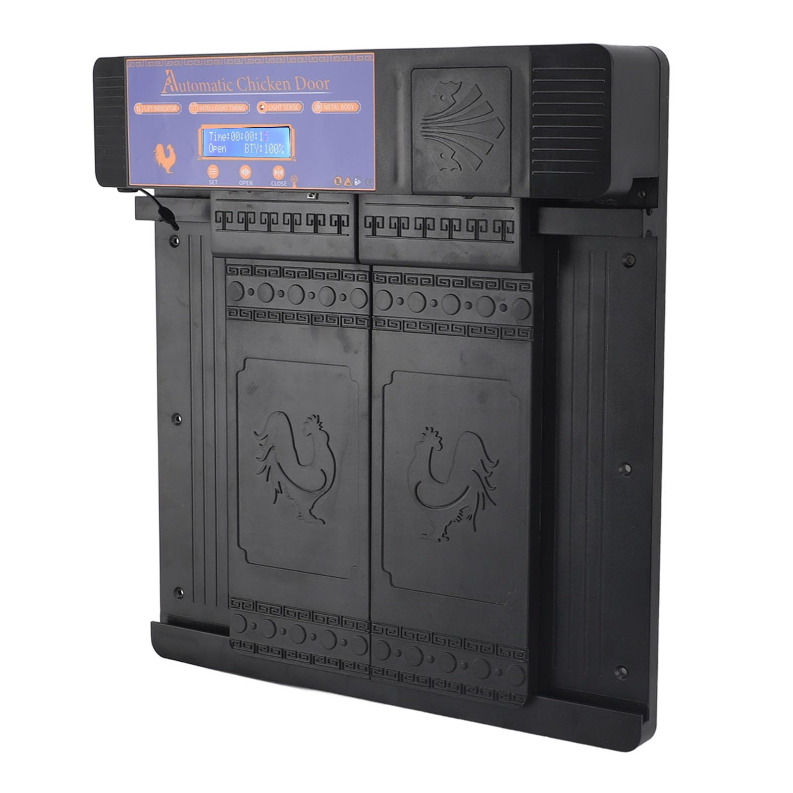 Puerta automática de gallinero, Control Remoto, detección de luz, Temporizador, configuración, abridor automático de Puerta de gallinero (Negra)