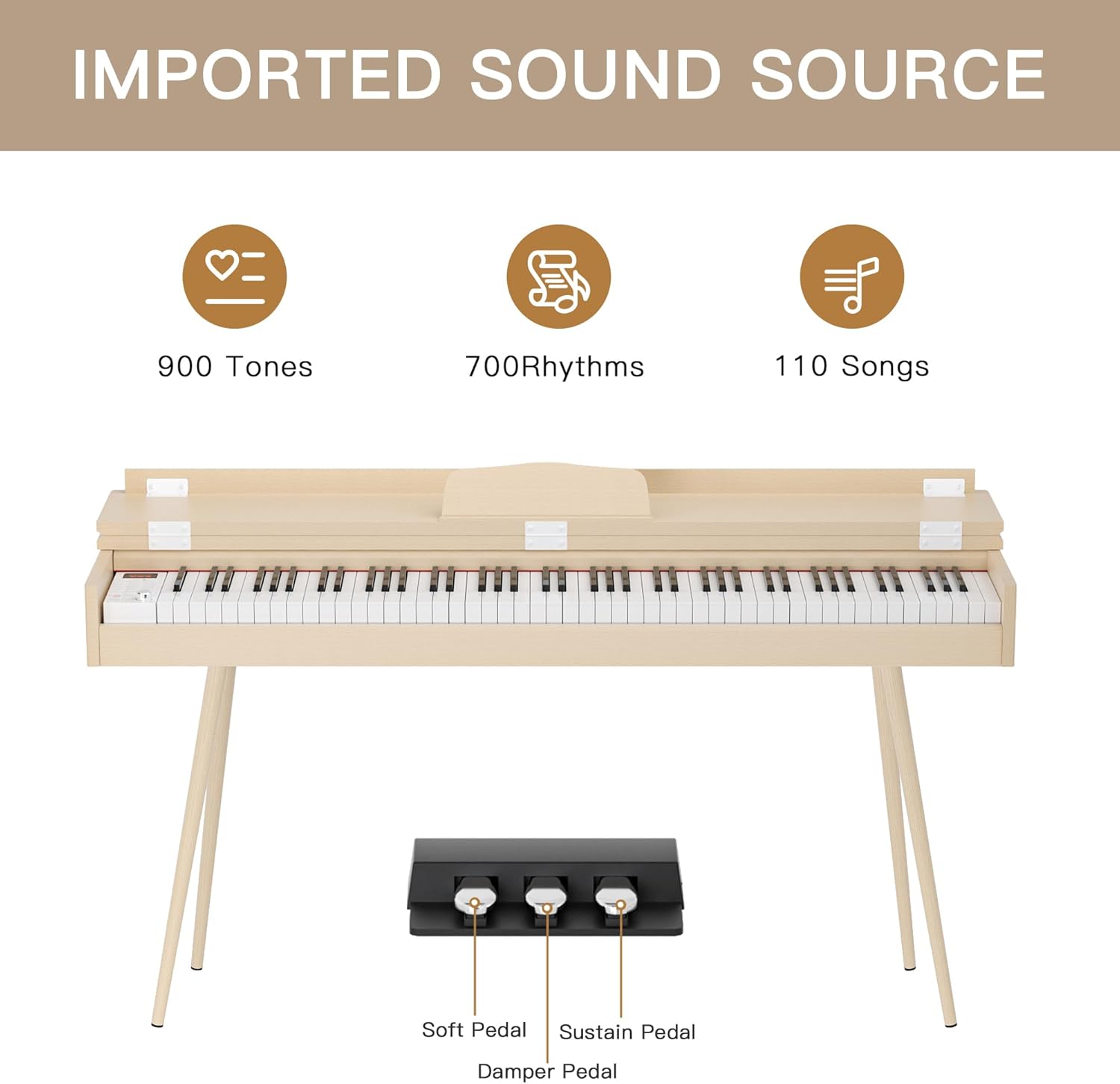HEXANT 88- Key Hammer Weighted Digital Keyboard Piano, Full-Size Electric Piano keyboard, with 3-Pedal, Multi-Functional Keyboard and Stand for Beginner/Adult