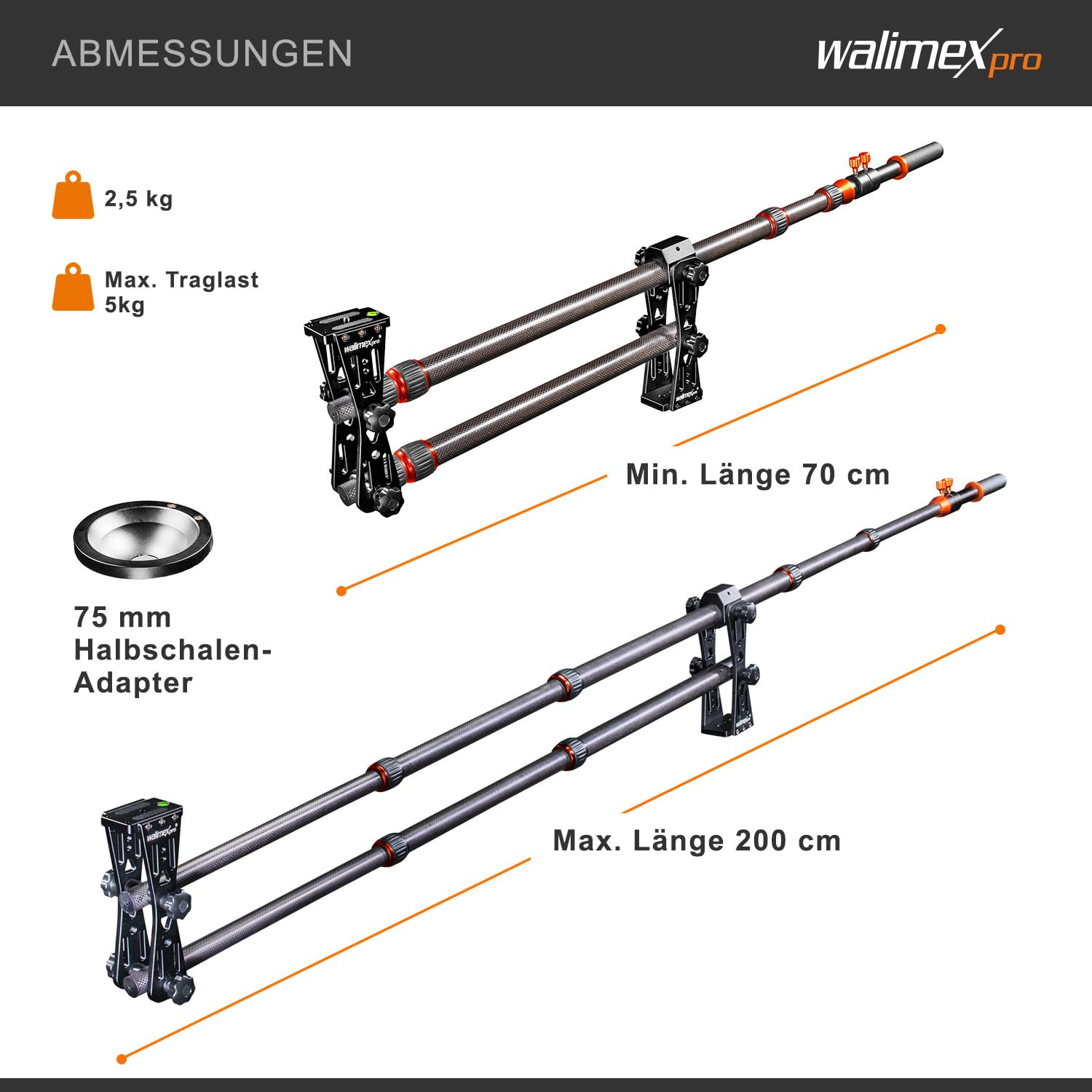 Walimex Pro Carbon Kamera Jib Traveller 7.2 schwarz