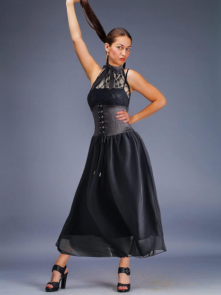 Amazon.com: Zhanmai Women's Sleeveless Western Gothic Dress Black