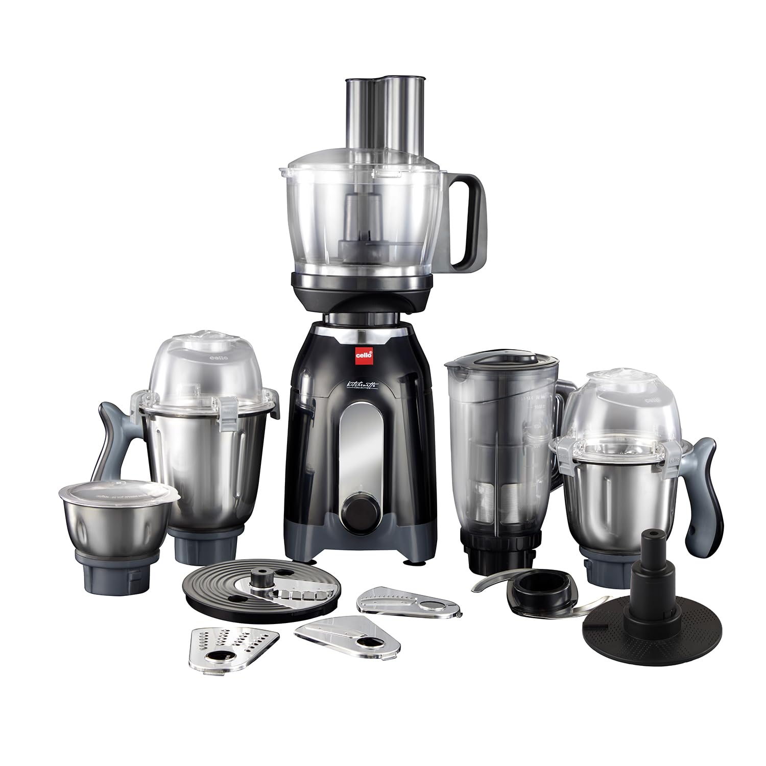 Cello Discovery Chef Mixer Grinder 5 Jars, 1000Watts | Chutney Jar, Wet Jar, Food Machine, Juicer Jar, Dry Jar | Stainless Steel Jars and Sturdy Body | 6 Additional Attachments-image-32