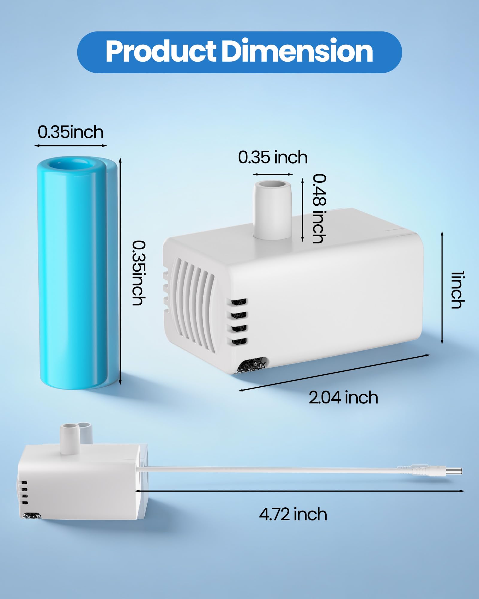 Cat Water Fountain Replacement Pump - Quiet Pet Water Fountain Pump for Wireless Cat Water Fountain Stainless Steel, Battery Operated Cat Water Fountain Cordless - image 2