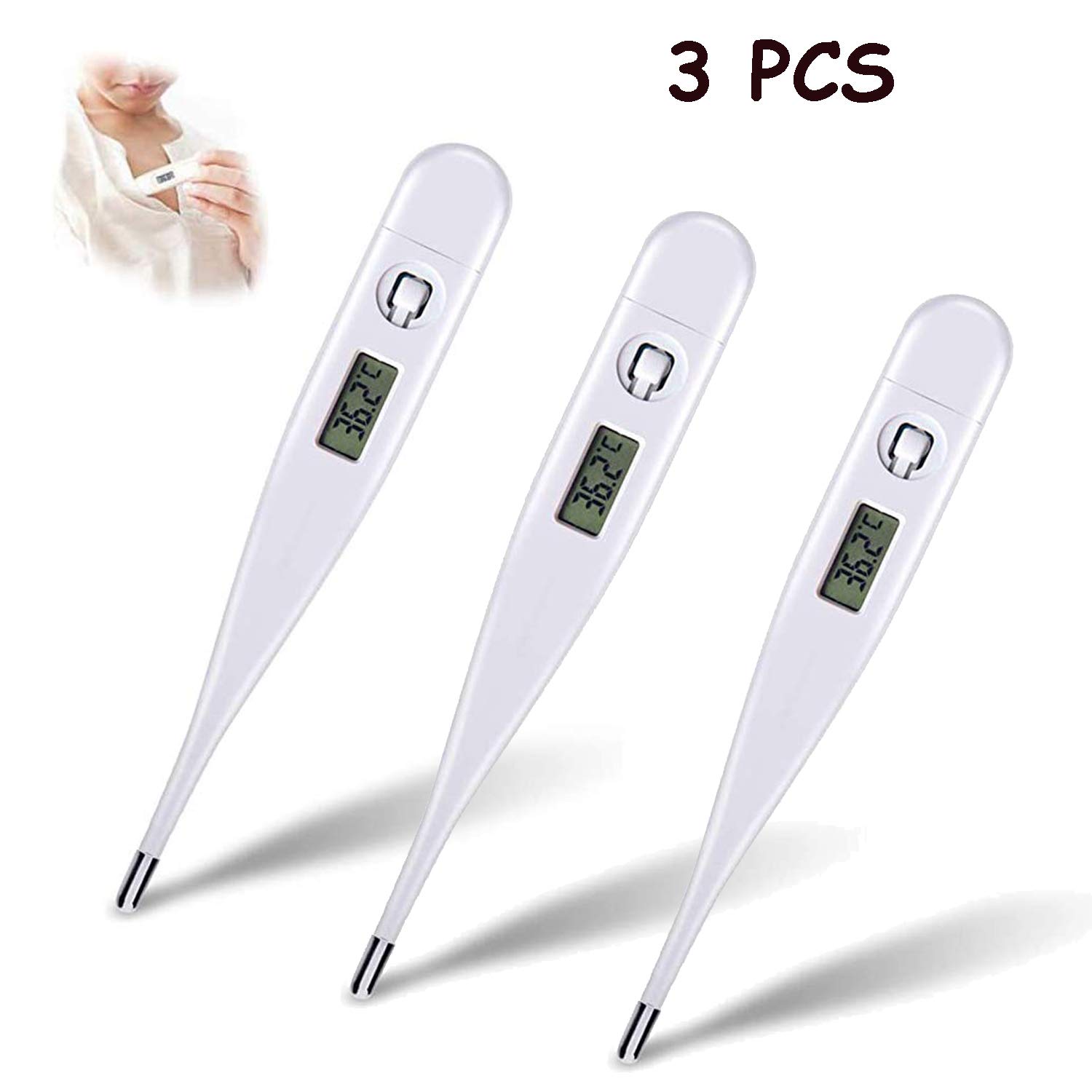 3PCS Digital Medical Thermometer Rectal and Oral Thermometer for Adults and Babies High Precision Thermometer for Fever Accurate and Fast Readings Baby Thermometer