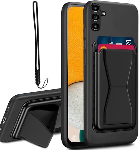 Funda para Samsung Galaxy A13 5G con tarjetero de cuerpo completo a prueba de golpes con correa de muñeca con función atril y cordón protector para