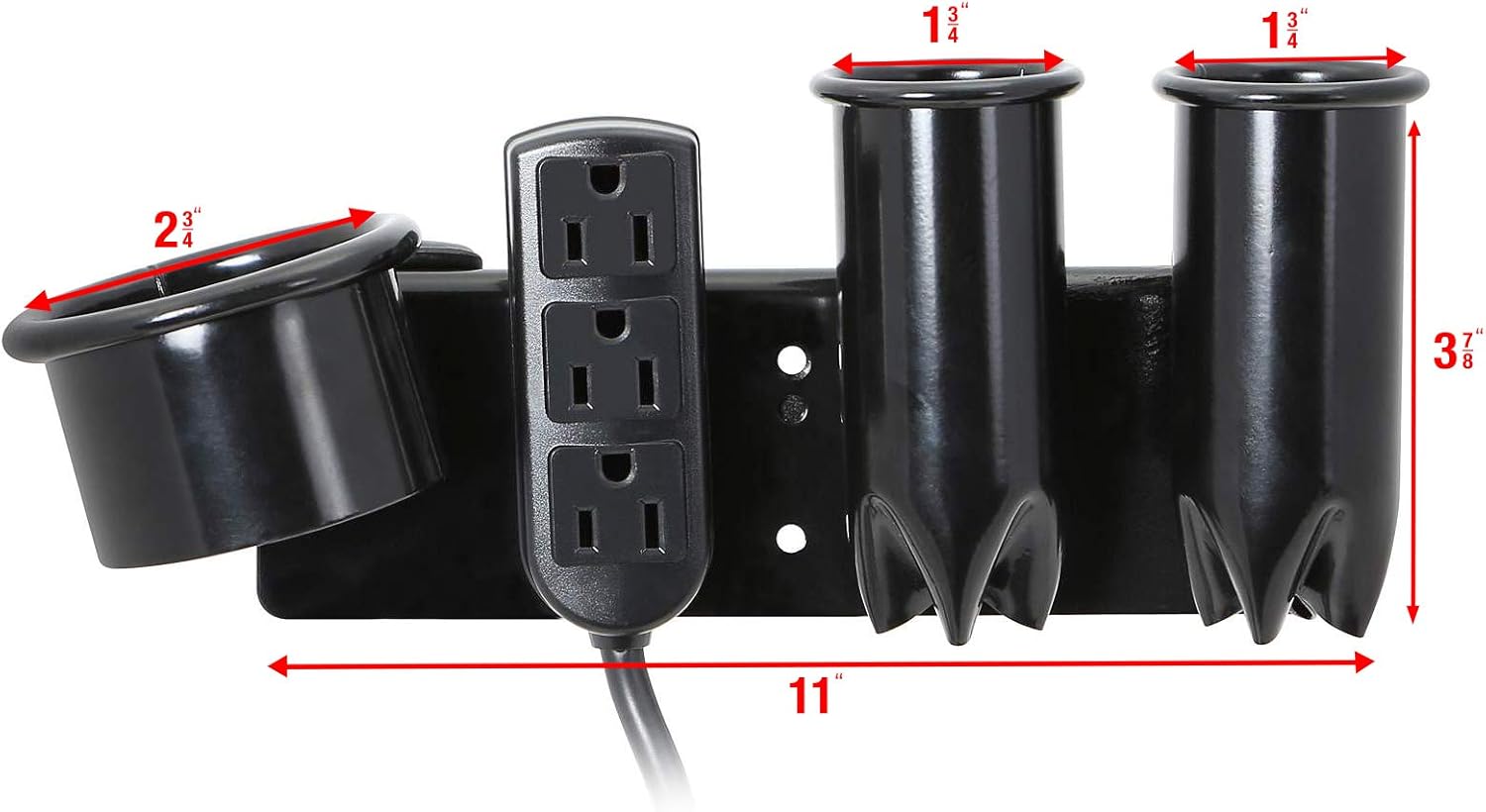 Saloniture Blow Dryer & Hair Iron Holder - Salon Appliance Rack w/ 3 Outlets & Clamp