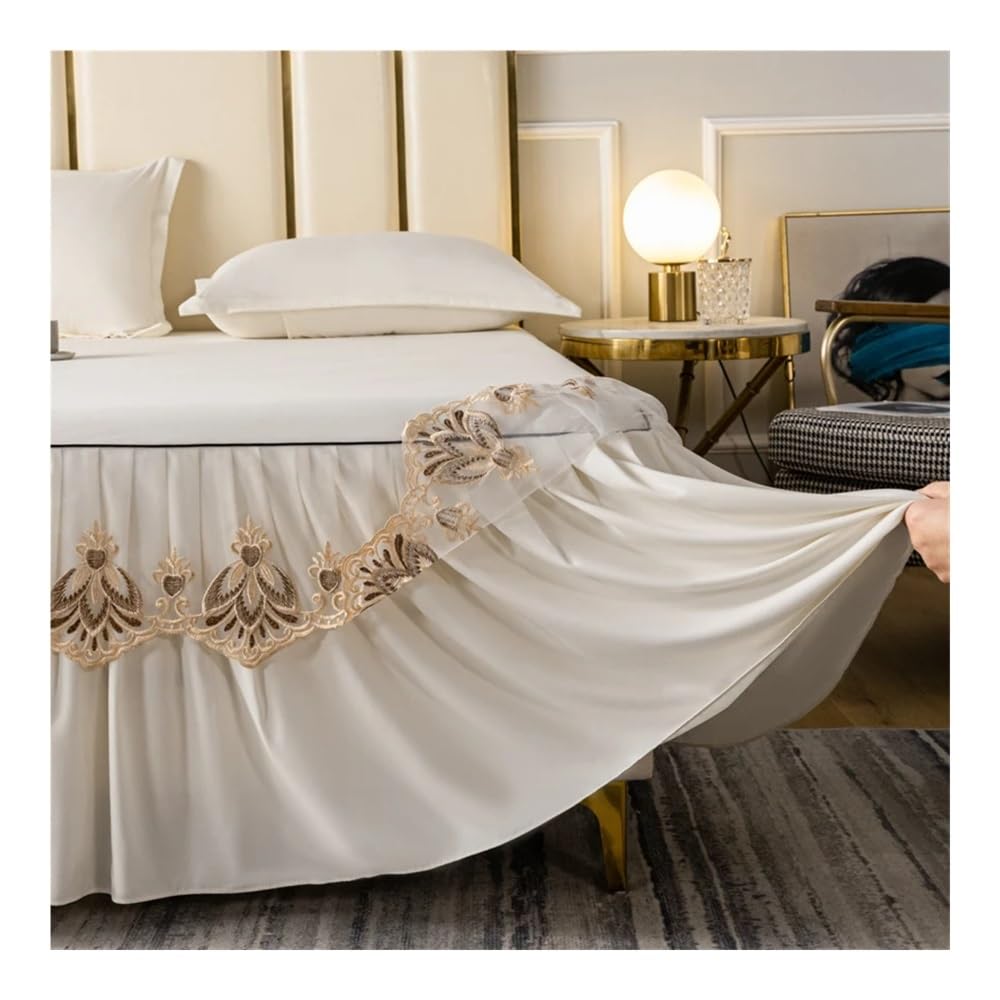 1 mantovana giroletto in pizzo, per letto queen size, ricamata, alta qualità, king size, per letto singolo (senza federa) (Dousha, 150 x 200 cm, 1 pezzo)