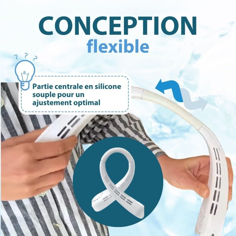 Ventilateur de cou portable EASY BREEZE de Mini ventilateur mains libres rechargeable USB