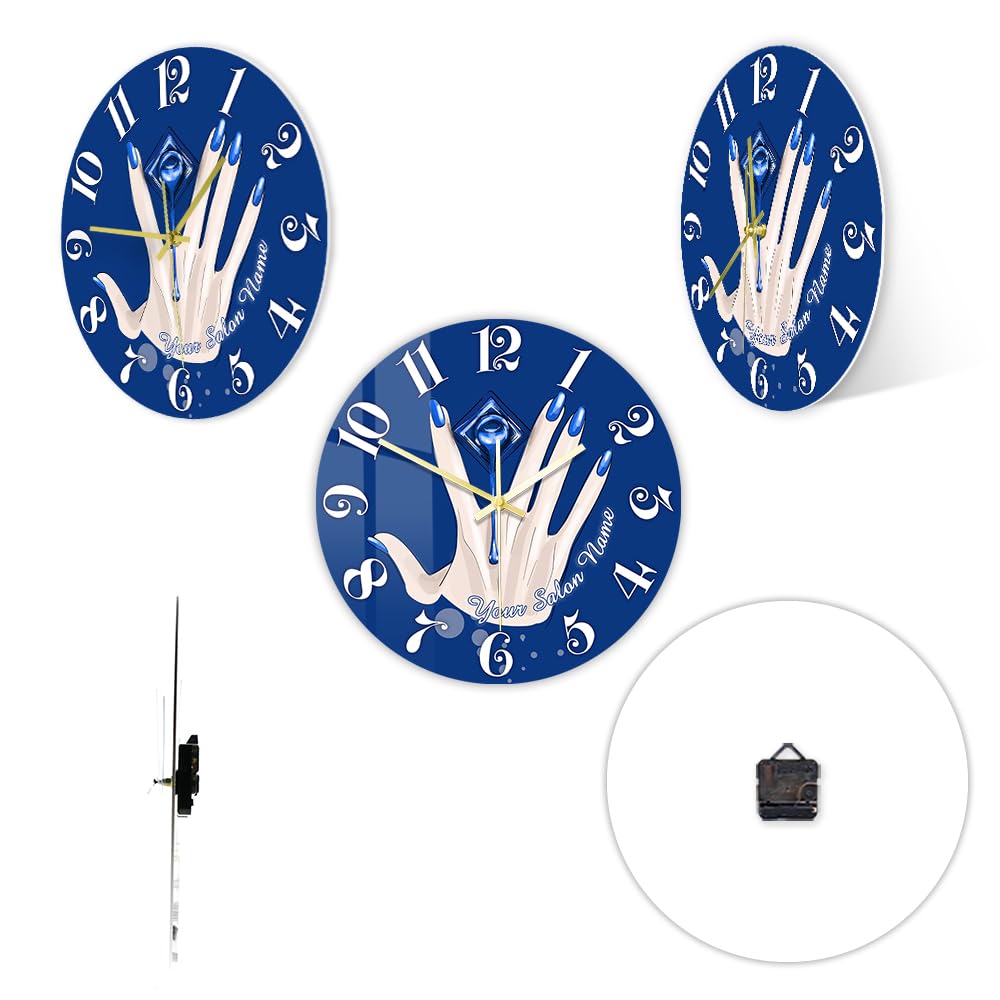 Orologio da parete da 38,1 cm per salone di bellezza, con nome personalizzato, orologio da parete silenzioso, senza ticchettio, funzionamento a batteria, facile da leggere, per camera delle