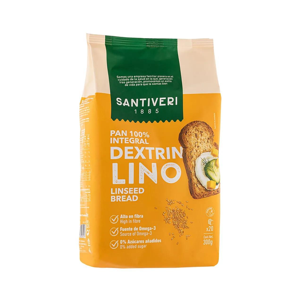 Vollkorntoastbrot mit Leinsamen spanische 300 g 6er Pack