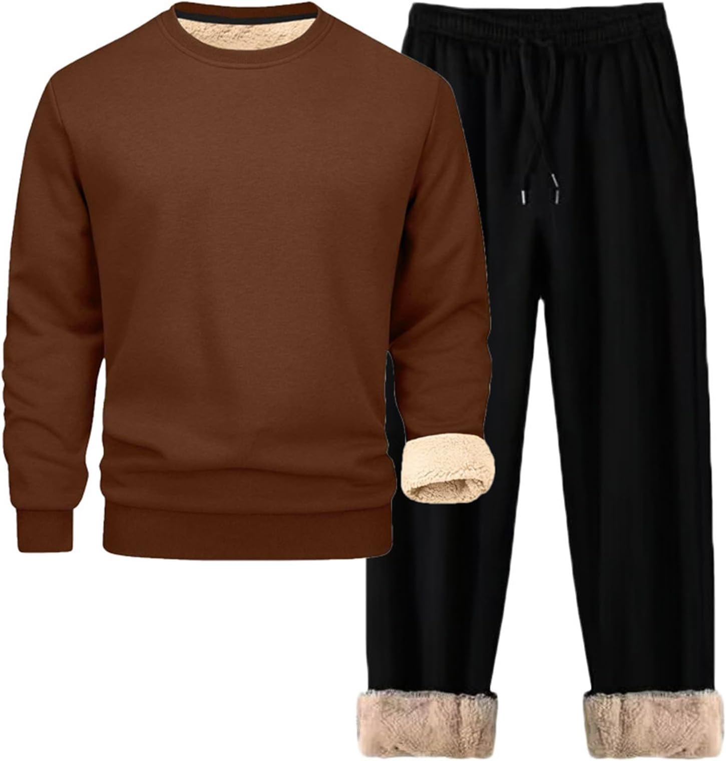 Men's Tracksuit with Fleece Lined Leisure Suit 2-Piece Pullover and Jogging Bottoms Warm Jogging Suit Sports Suit Two Piece Tracksuit Leisure Suit Fleece Thermal Activewear