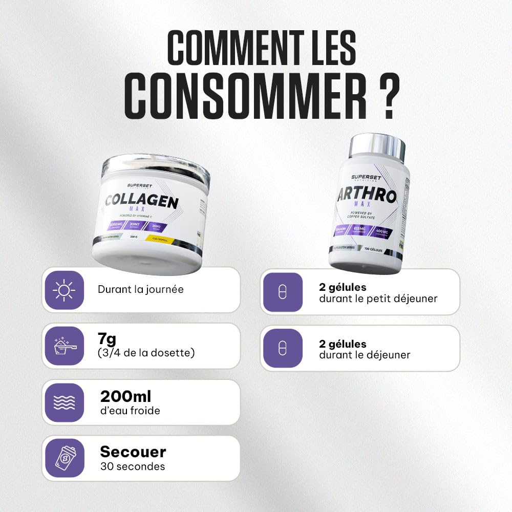 Superset Nutrition | Pack Mobilité - Arthro Max (100 Caps) - Collagen Max (350g) Pastèque | Le pack parfait pour des articulations au top !