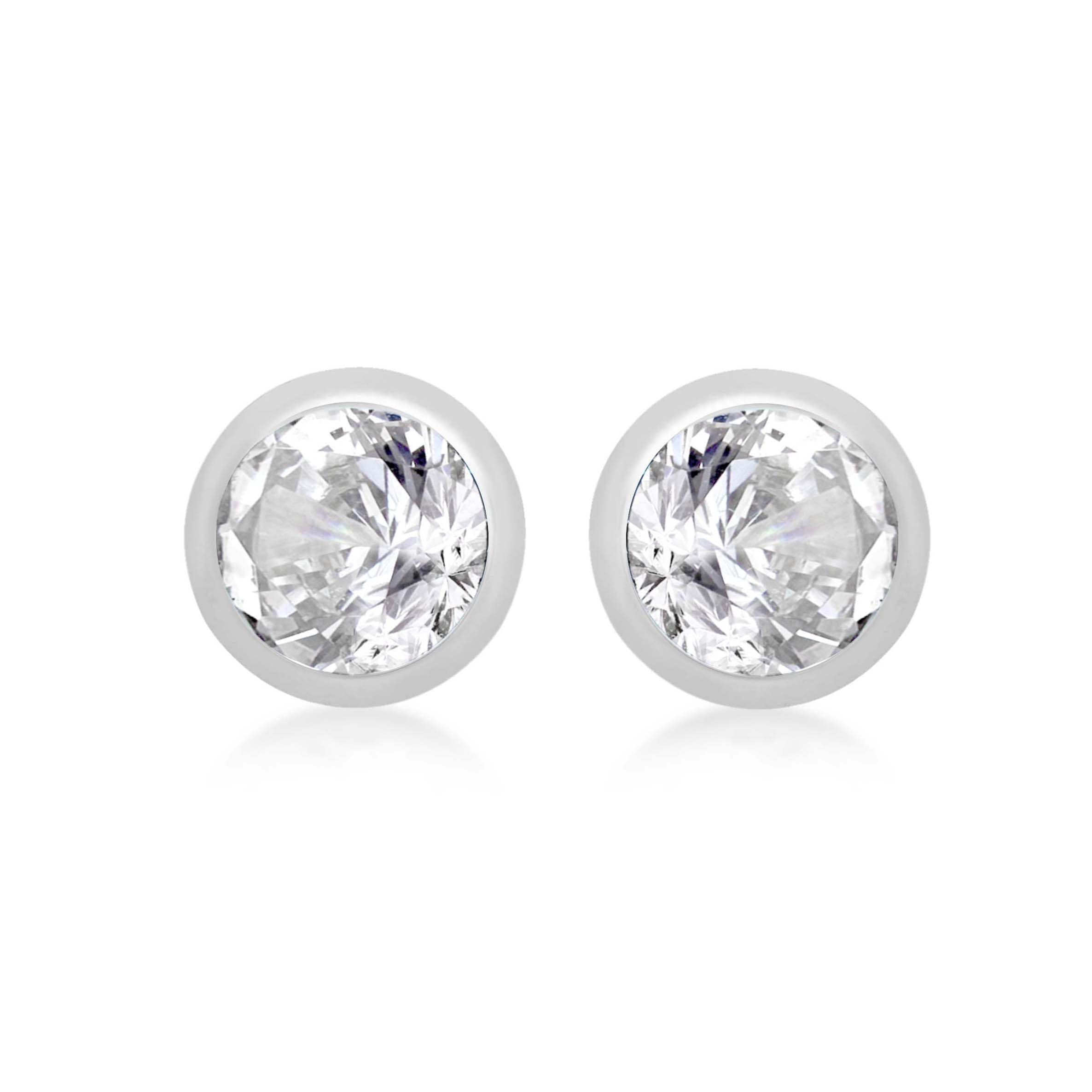 Amazon Essentials Sterling Silver White CZ April Birthstone Stud Earrings