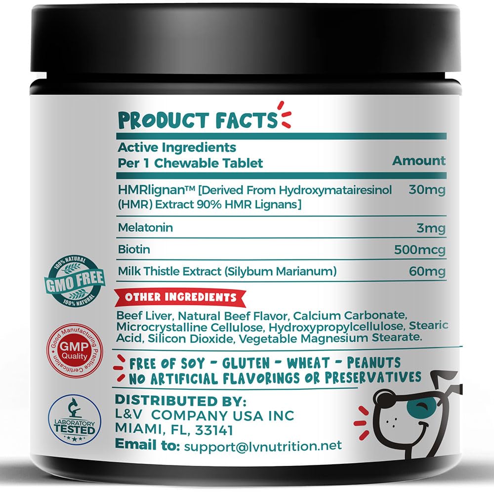 HMR Lignan, Melatonin, Biotin & Milk Thistle Complex for Dogs — Amazon image 2