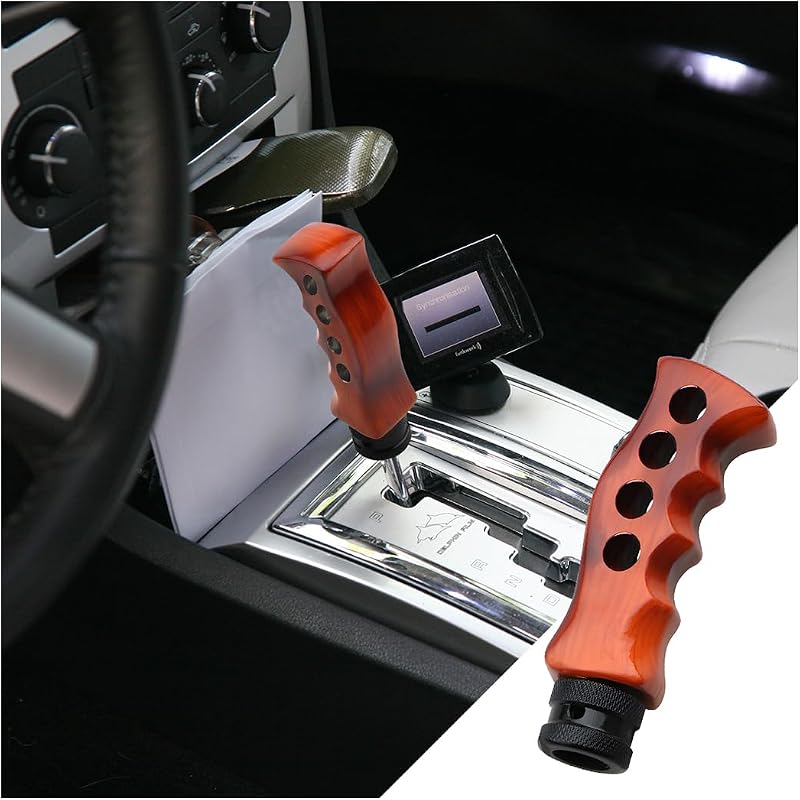 Manopla de Câmbio Automotiva em Formato de Faca com Adaptadores, Parafusos e Chave Moioee – Efeito Madeira