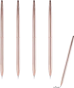 4 Pack Metal Gold Ballpoint Pen, Slim Stainless Steel Retractable Metallic Pens for Writing, Lightweight Portable, Ideal for Business, Office, Compatible with Teachers, Professionals, Students