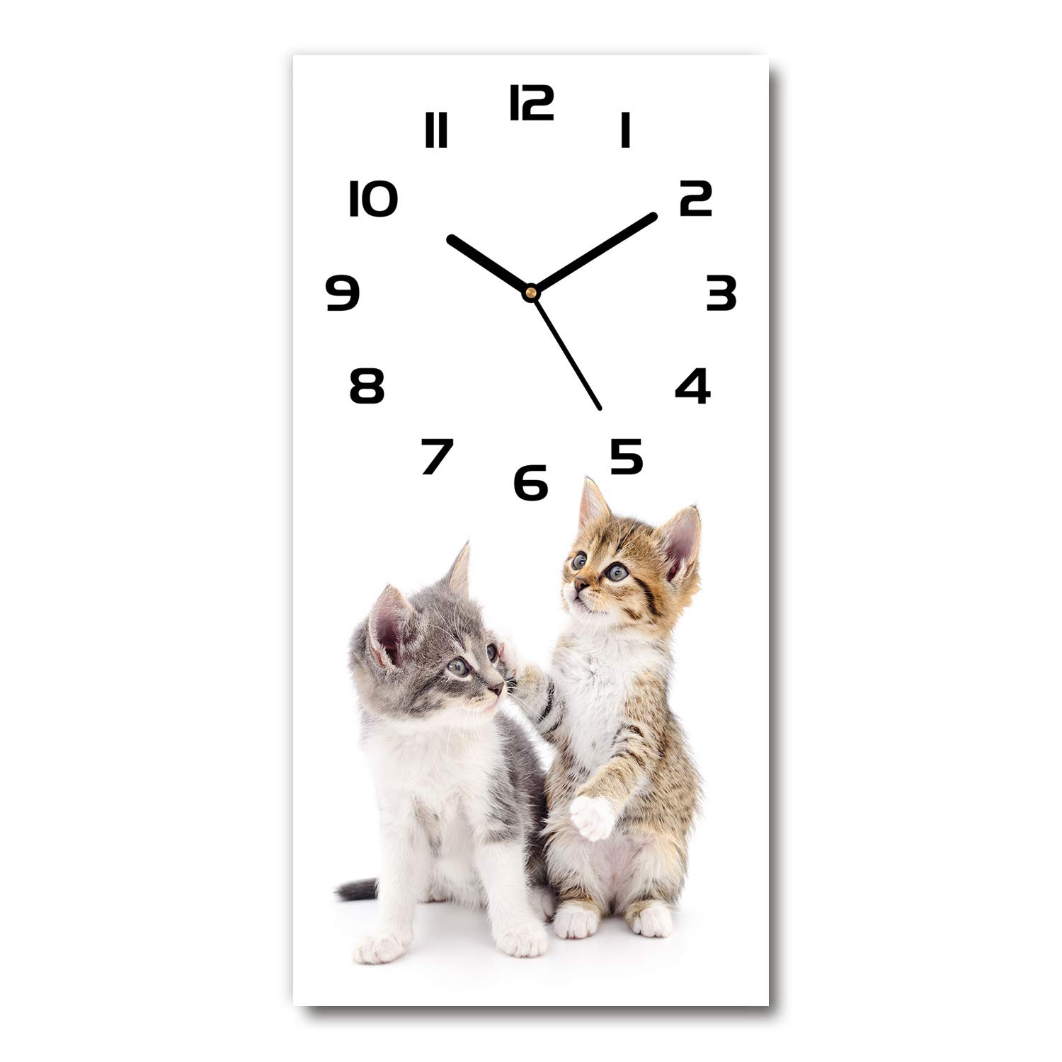Horloge de Salon Design en Verre Tulup avec Motif Chats pour Bureau