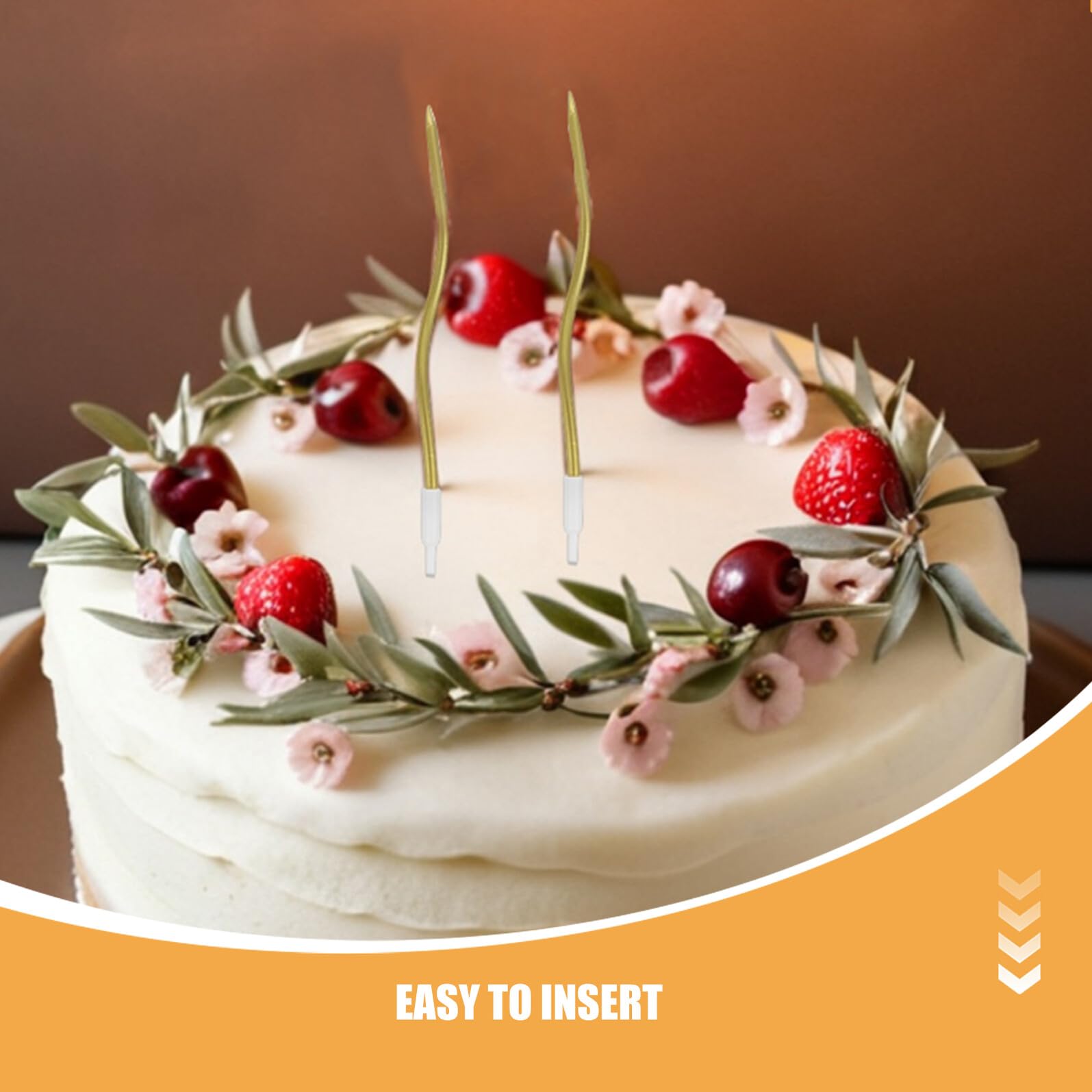 STOBAZA 120 Unidades Velas de Cumpleaños Espirales Doradas para Pastel con Soporte, para Fiestas al Aire Libre, Cera de Parafina sin Olor y Llama Estable, Decoración Elegante para