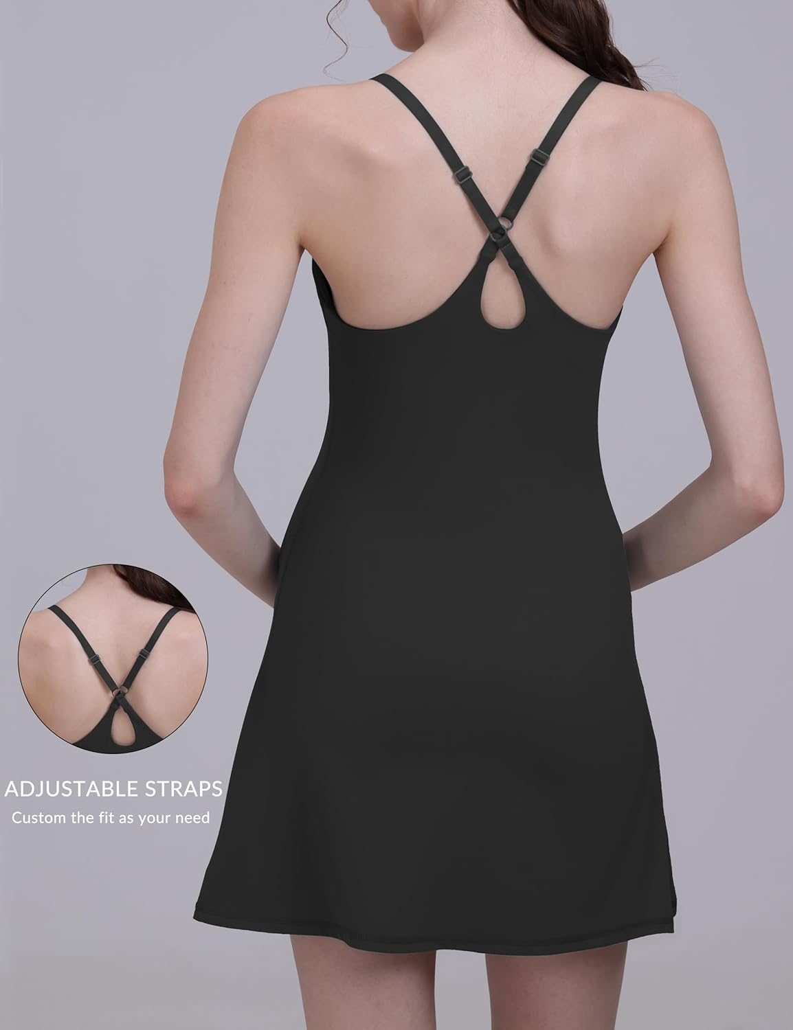 Maternity Tennis Dress with Built-in Bra & Shorts A-line Pocket Workout Golf Pregnancy Dress for Women