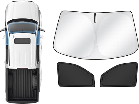 Karltys 3PCS Windshield Sun Shade for Chevy Silverado 1500 2019-2025, Reflective Front and Side Window Sunshade for Chevrolet Silverado 1500, Foldable Sun Visor Protector Cover Blocks Heat UV Rays