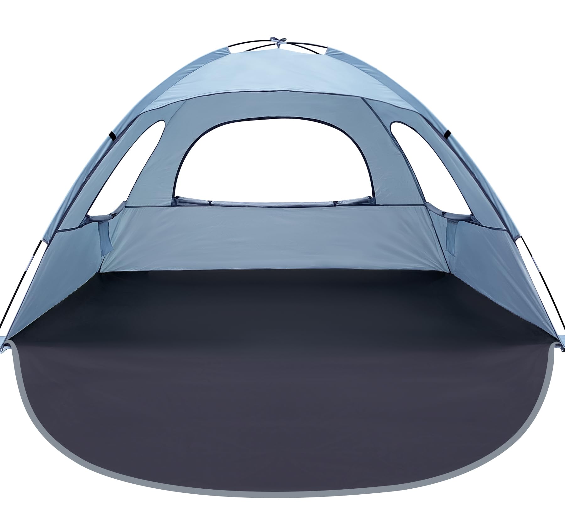 WhiteFang Beach Tent Anti-UV Portable Sun Shade Shelter for 3/4/6/8 Person, Extendable Floor with 3 Ventilating Mesh Windows Plus Carrying Bag, Stakes and Guy Lines
