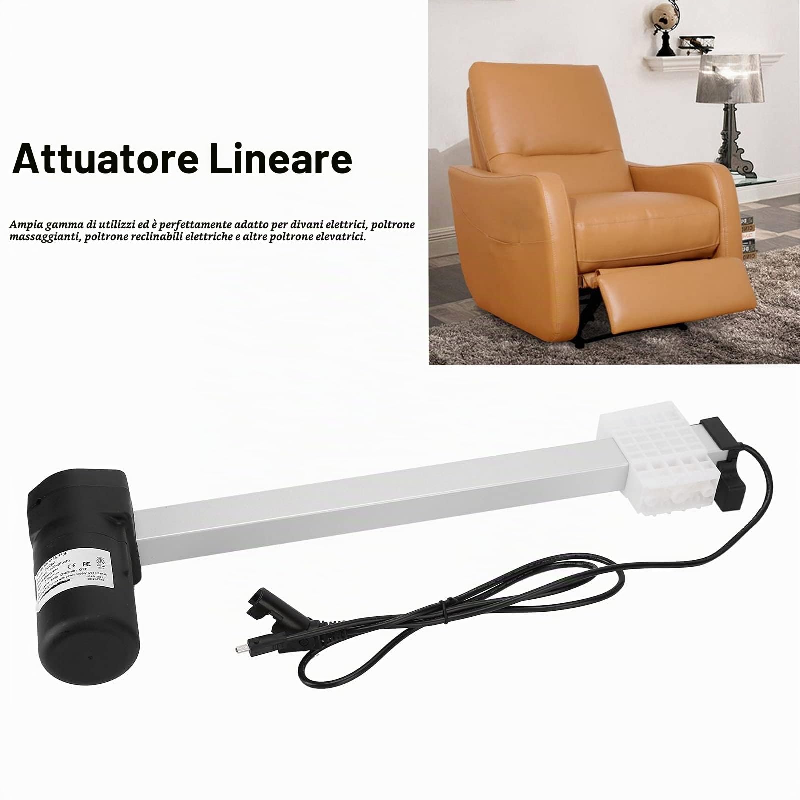 Attuatore Lineare Per Divano Elettrico Motore Reclinabile Elettrico da 29 V CC Corsa da 333 Mm Sostituzione del Motore del Divano Per Divani Elettrici Poltrone da Massaggio Poltrone Reclinabili E Polt