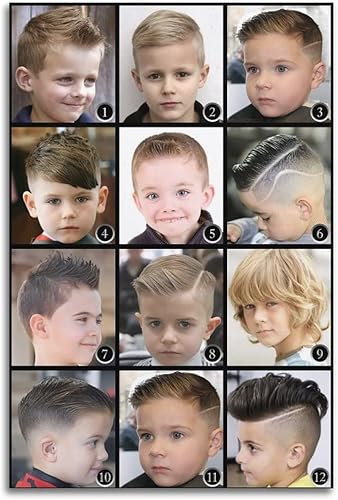 Miniatura 1 de Póster de peluquería para niños, póster de cortes de pelo y cortes de pelo de moda para hombres, pintura en lienzo, póster de Po, pintura
