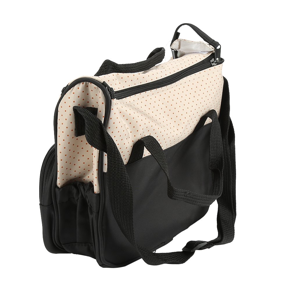 5pcs Sacs à Langer Multifonctionnels pour Bébé - Sacs de Voyage Enfant (Noir)