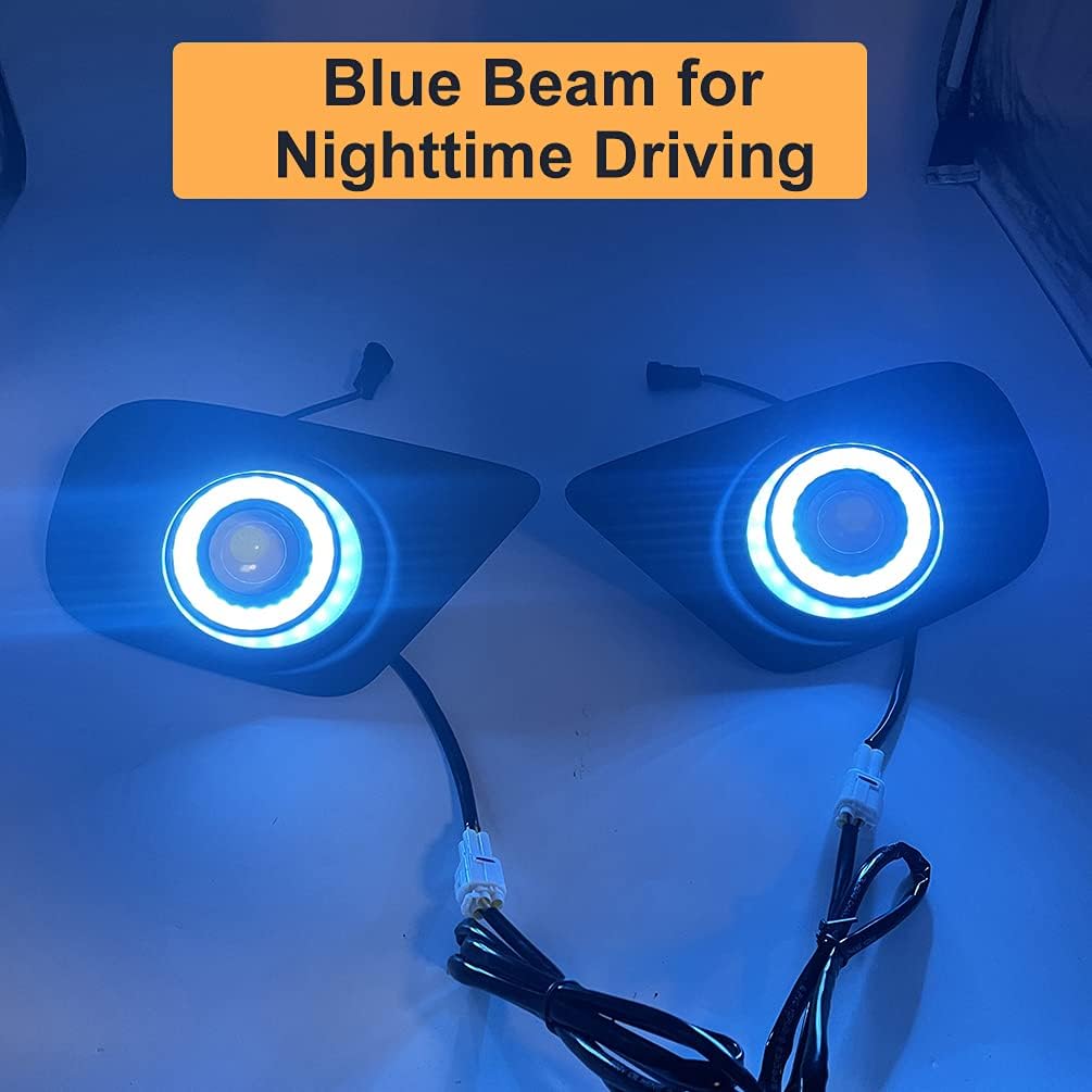 Front Bumper Fog Lamp Compatible With 2011-2019 Dodge Journey DRL LED Daytime Running Light With Sequential Switchback Amber Turn Signal light Blue Night Headlight