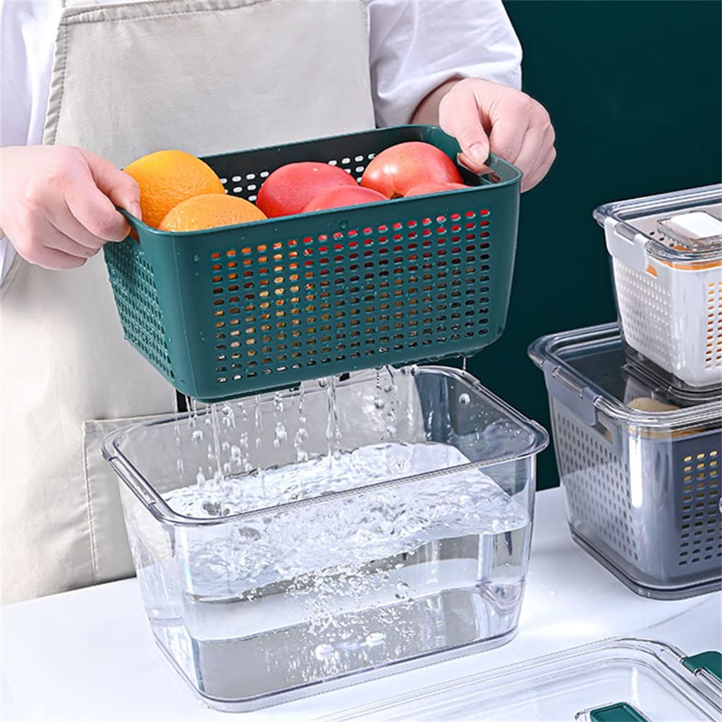 Kühlschrank-Aufbewahrungsbox Frischhaltebox mit Griff, transparentes Material (Farbe: dunkelgrün, Größe: 2,5 l) (grün 2,5 l)