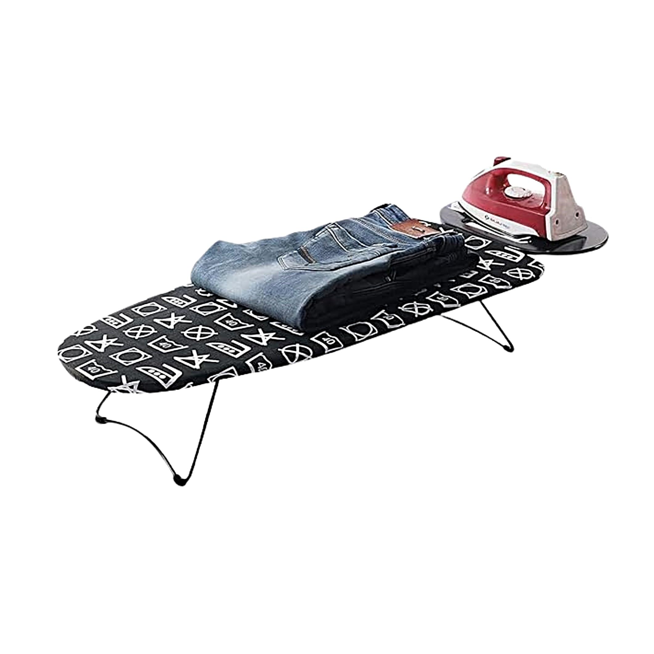 Peng Essentials Zurich Ironing Board| Portable and Foldable Ironing Table for Clothes|Ironing Table with Silicon Pad for Iron Rest, Size- 73x34cm, (Black)