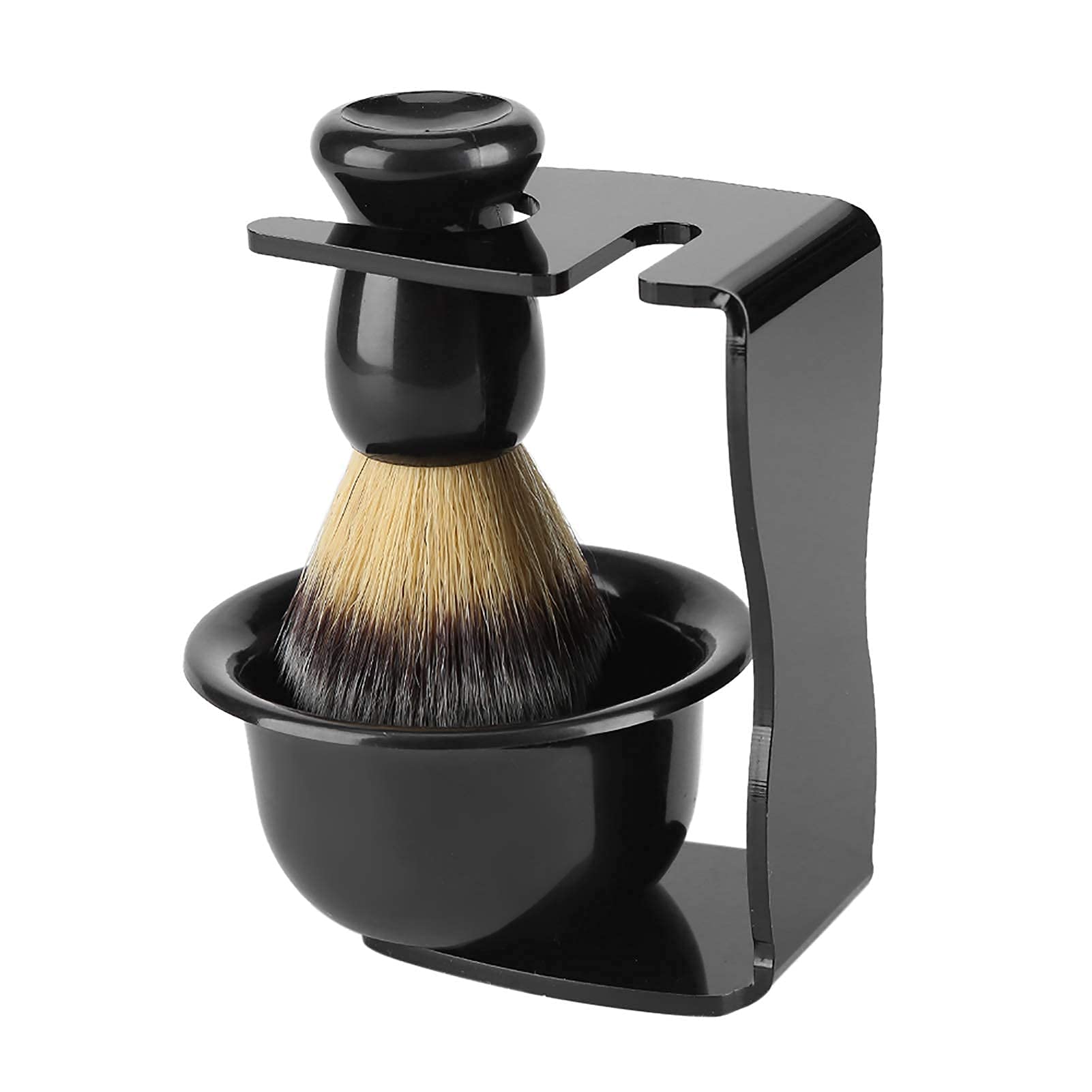 Juego de Afeitado, Soporte de Resina ABS para Afeitar Madera para Hombres, Soporte para Afeitar, Cuenco de acrílico, Juego de brochas con maquinillas de Afeitar manuales