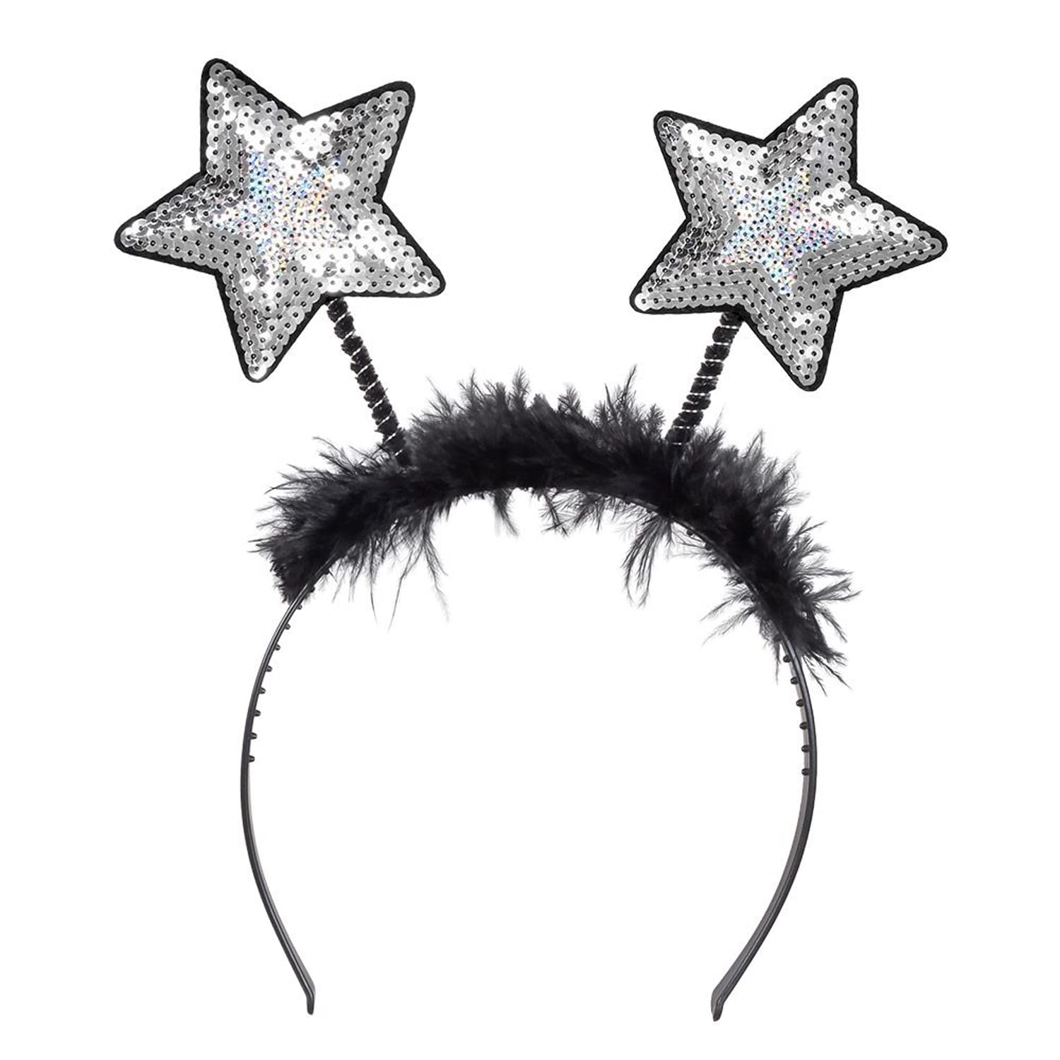 Boland - Star Tiara with Sequins, Headband with Feathers, Headpiece, Costume, Carnival, Theme Party, New Year's Eve