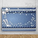 AOFOTO 5x3ft Blue Denim and Diamond Backdrop Glitter Diamonds Crystal Heels Bowknot Photography...