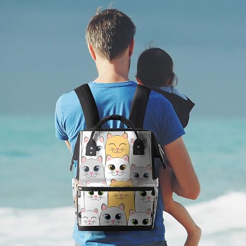 Miniatura 7 de cfpolar Mochila de pañales con diseño de gato de dibujos animados para maternidad recién nacido bolsas grandes para bebés para mamás y padres