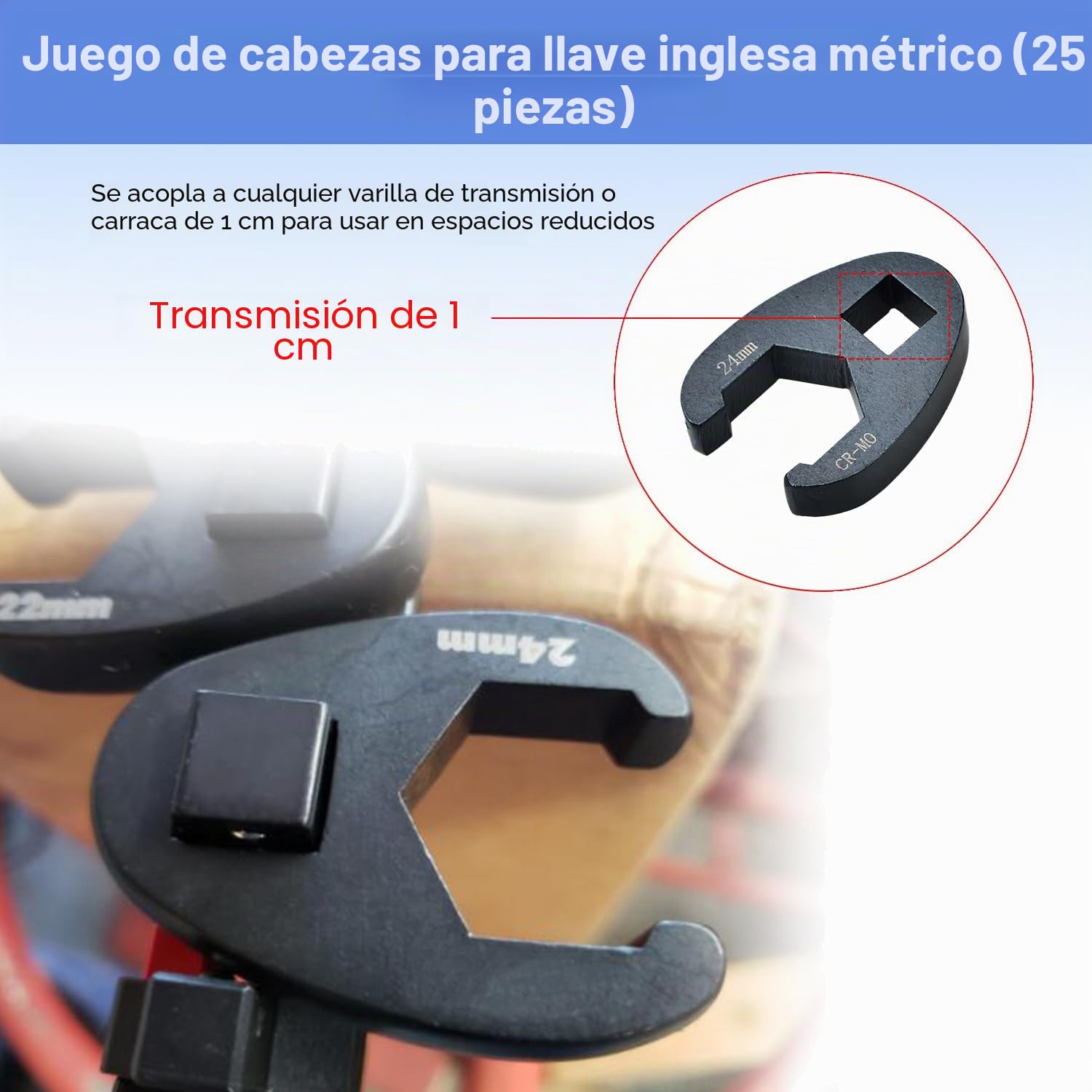 Juego de llaves de cabeza de gallo, 25 piezas, 8-32 mm, llave inglesa, 3/8" 1/2", métrica, con adaptador y barras de extensión, juego de llaves de par