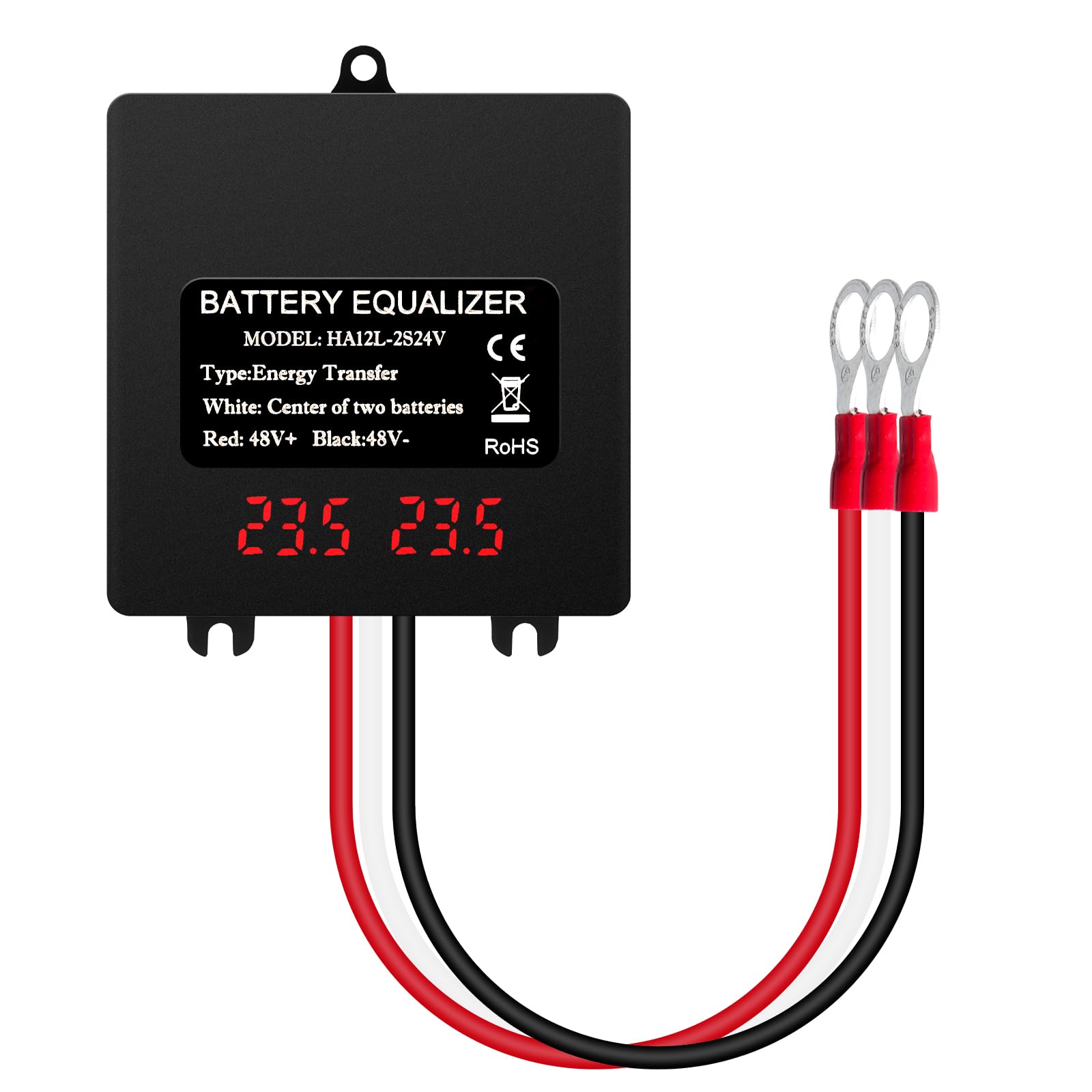 Batterie-Equalizer 24V Batterie Equalizer LED-Spannungsanzeige 2x24V Balancer für Blei Säure Lithium Ionen Nickel Metallhydrid Lithium Eisen Phosphat Wasserdicht IP67 HA12L-2S24V