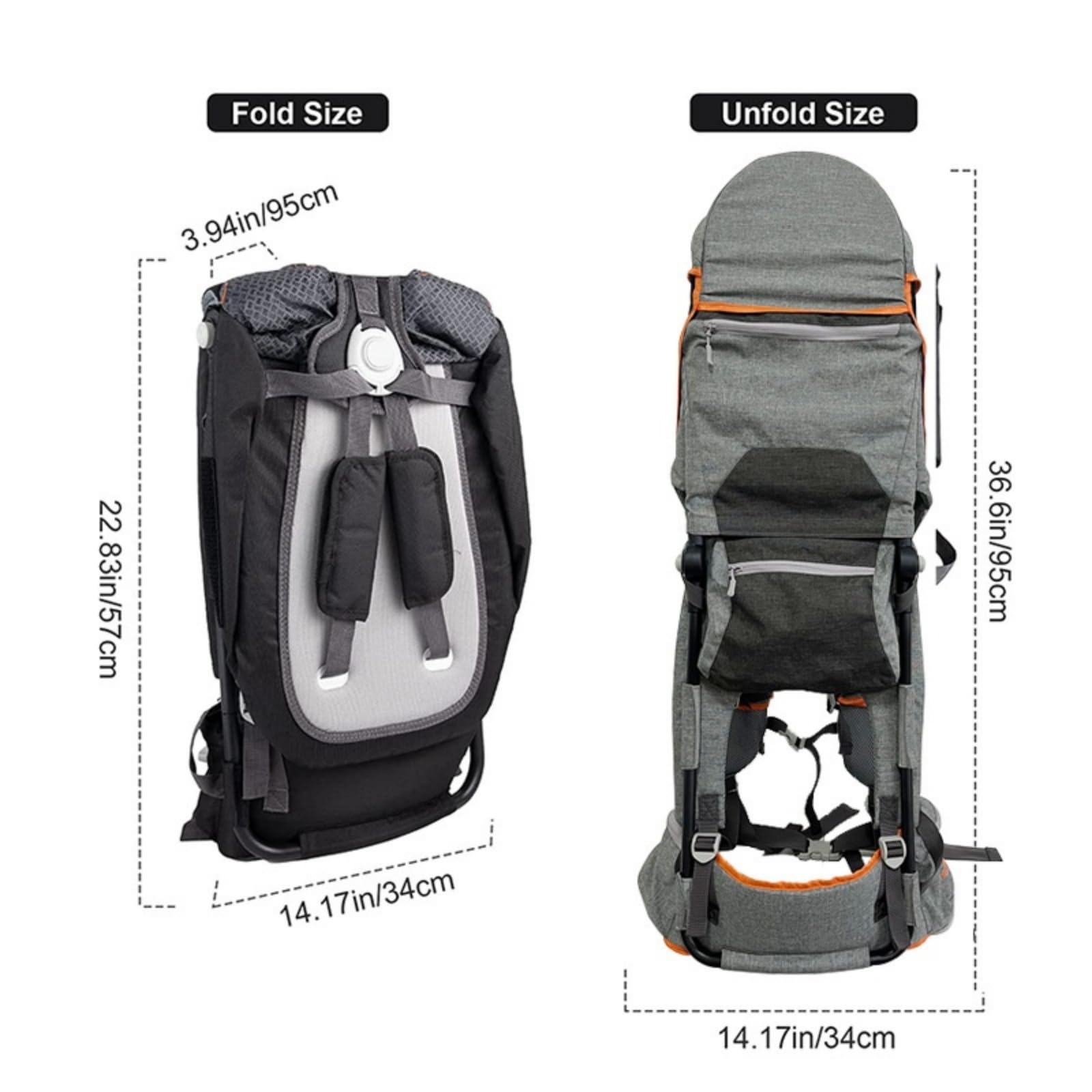 Ultraleichter Baby-Trage-Rucksack | Ergonomische 360°-Unterstützung 6 Monate-3 Jahre (18kg) mit Sonnendach & Klapprahmen - Ideal für Wandern/Flugreisen Blau