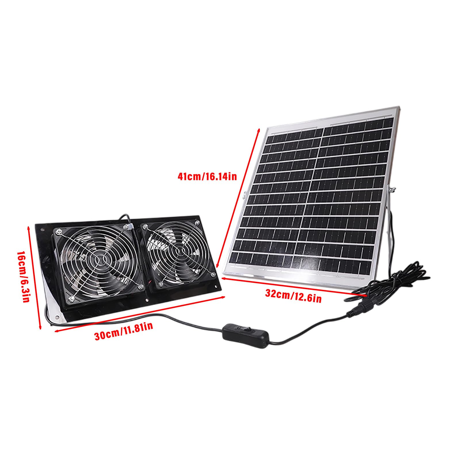 Pannello solare 25 W 12 V doppia ventola di ventilazione per il raffreddamento di serre e pollai pollai