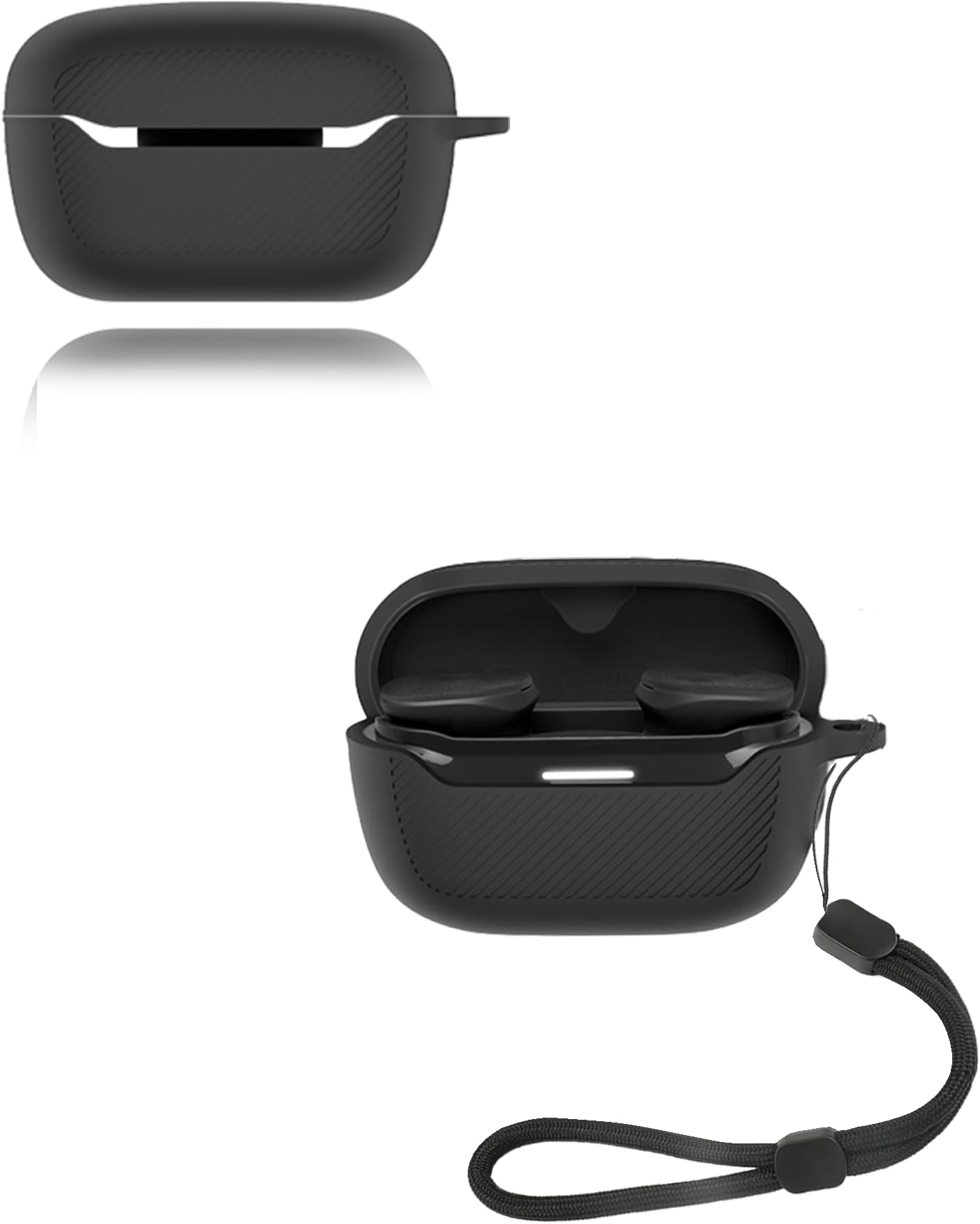 Case for JBL Endurance Race 2 Wireless Earbuds, yystao Soft Silicone Protective Cover compatible with JBL Endurance Race 2, With Lanyard, Dustproof, Shockproof & Durable, Black