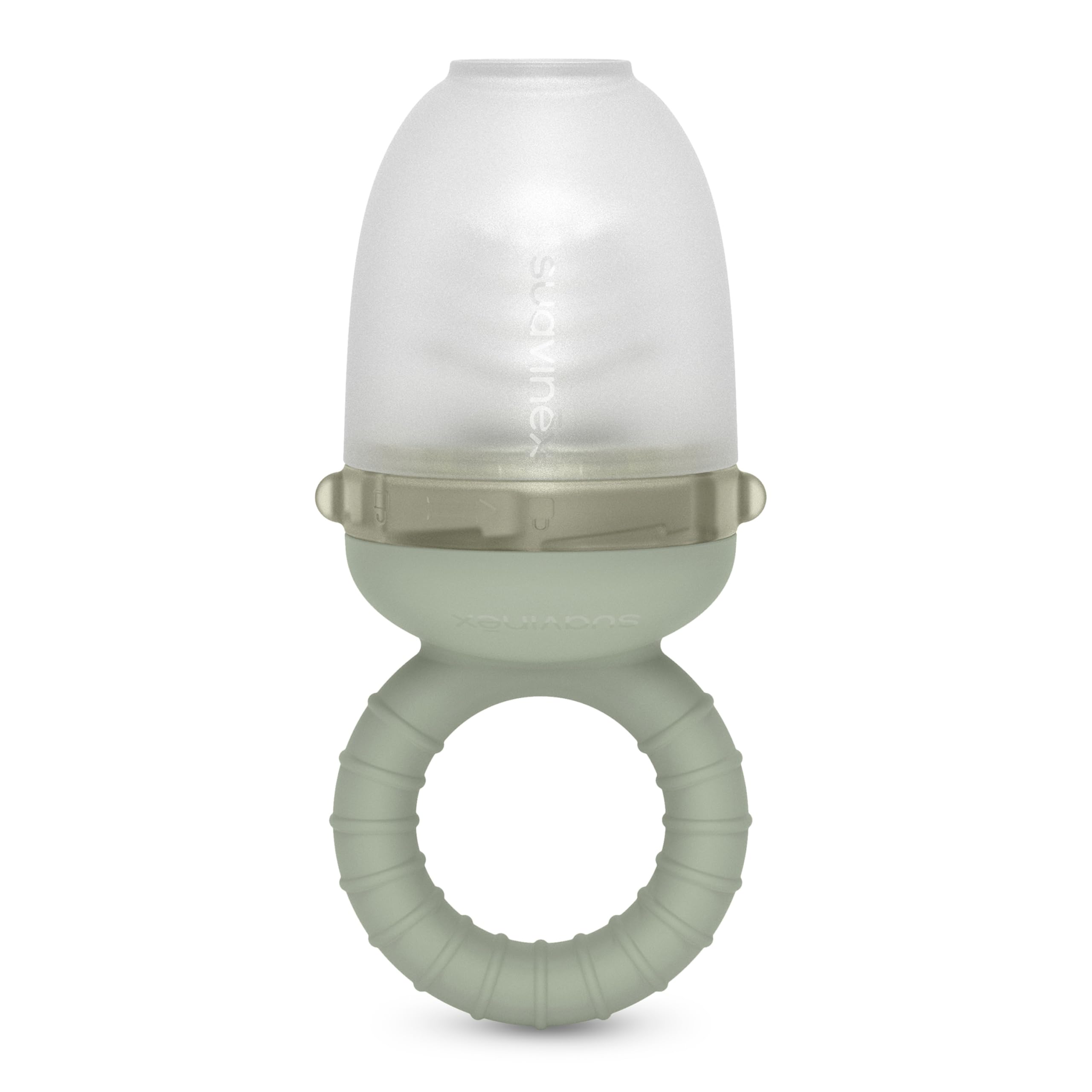 Suavinex, Chupete Fruta Bebé, Alimentador Antiahogo de Silicona Grado Alimentario, con Tapa, Fácil de Limpiar, Apto Lavavajillas, Apto Congelador, Alivia las Encías, Ideal BLW, +6 Meses, Verde