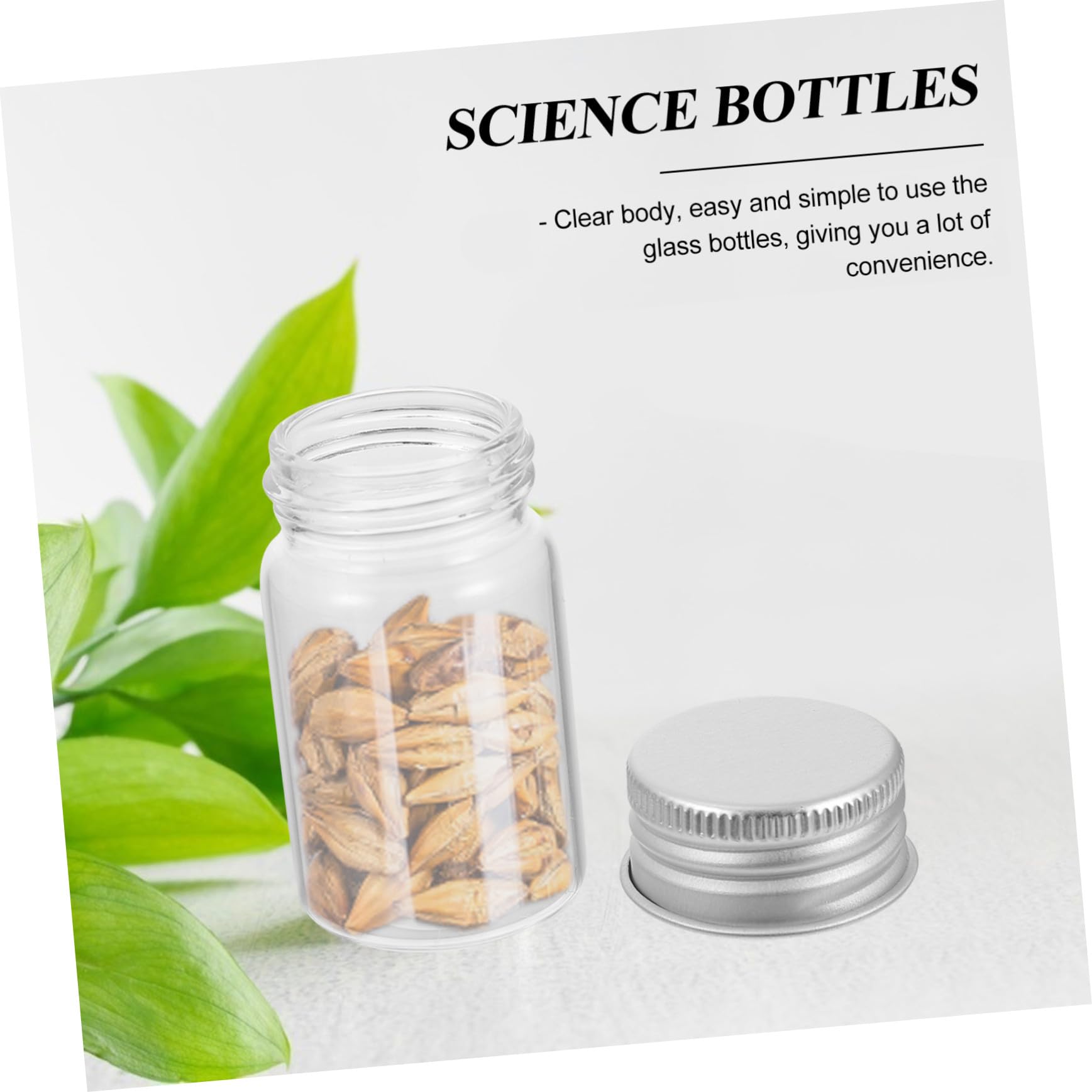 Cabilock Botellas de Vidrio Material Sintético, Fáciles de Transportar 20ml 50piezas con Tapa para Experimentación para Almacenamiento de Muestras en Laboratorio