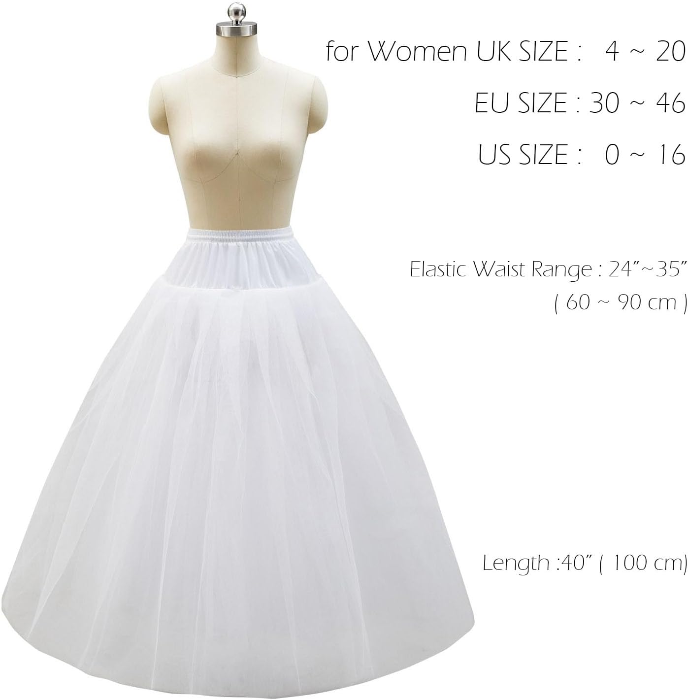 A-line Hoopless Petticoat Crinoline Underskirt Slips for Wedding Dress PPT026 - Image 2