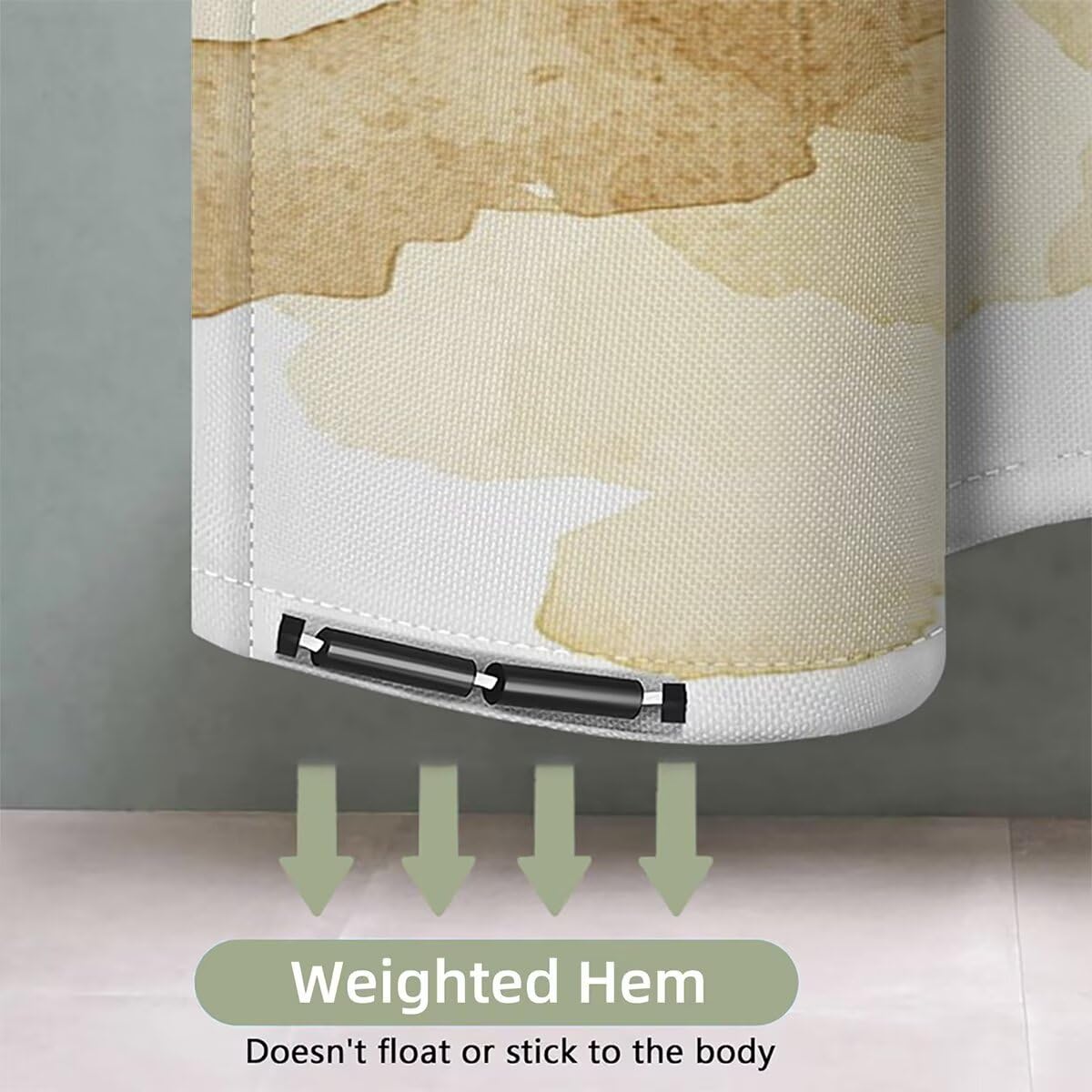 Gelb Duschvorhang 240x200, Duschrollo mit 12 Duschvorhang Haken, Einfach Shower Curtains Beschwerter Saum, Waschbar Polyester Stoff Wasserdicht Extra Lang für Badewanne Badezimmer Deko, Geschenke -581