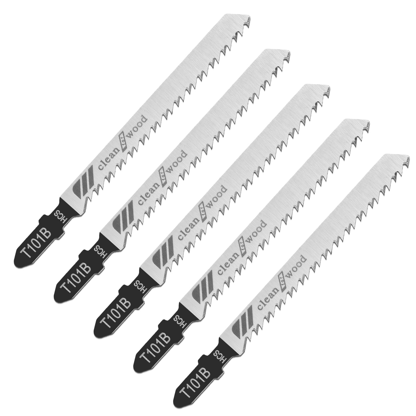Brzeszczoty do wyrzynarki do drewna, 10 cm, zestaw 5 sztuk, T101B, 10-zębowe, brzeszczoty do wyrzynarki z trzonkiem T do szybkiego cięcia drewna, twardego drewna, sklejki, tworzywa sztucznego, metalu