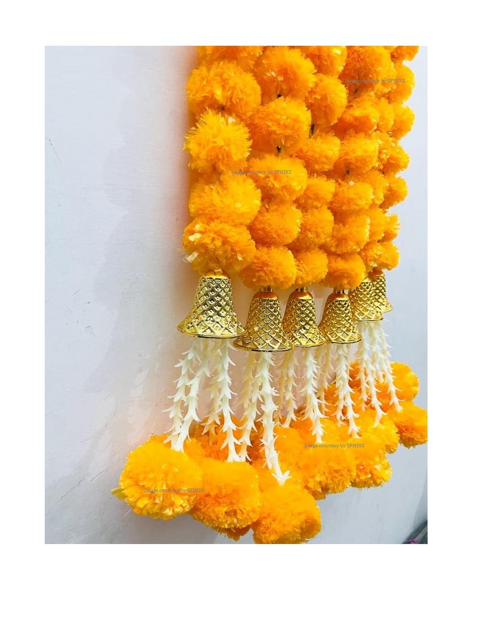 SPHINX Artificial Marigold Fluffy Flowers with Bell and Tuberoses (Rajnigandha) Garlands Tassles Strings for Decorations - (Light Orange (2 Pieces), Approx 3 ft/36 Inches/90 cms) (B0C87CKX8S) Amazon Price History, Amazon Price Tracker