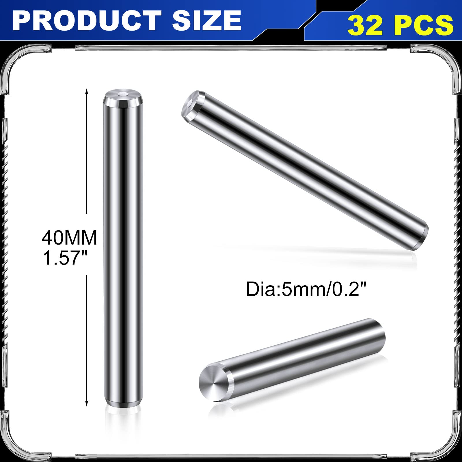 32 Pcs 5 mm x 40 mm Stainless Steel Shelf Dowel Pins Metal Stainless Steel — Amazon image 2