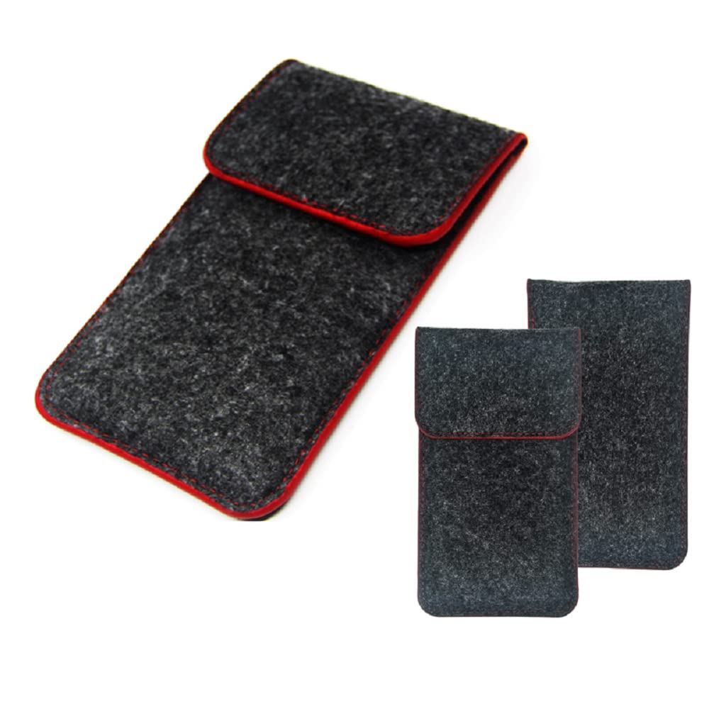 K-S-Trade Housse pour TCL 40 NXTPAPER Etui De Protection en Feutre Compatible avec TCL 40 NXTPAPER Couverture De Protection Housse Coque Gris Foncé Bordure Rouge