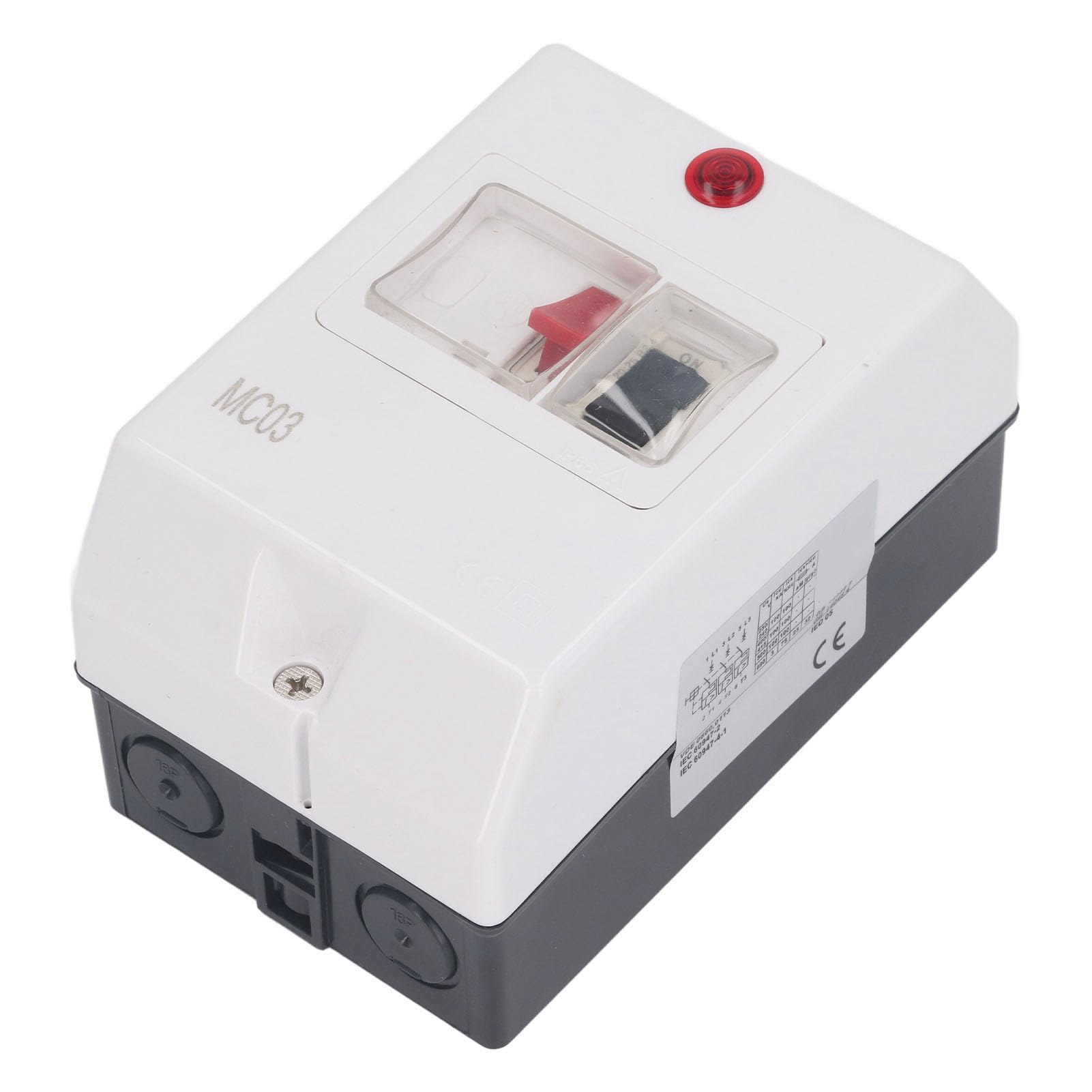 Disjoncteur de moteur avec voyant lumineux 6A à 10A 690V AC3 50Hz 60Hz Interrupteur de démarrage de surcharge magnétique thermique IP55 Boîtier ABS 230V 240V 400V 415V 500V