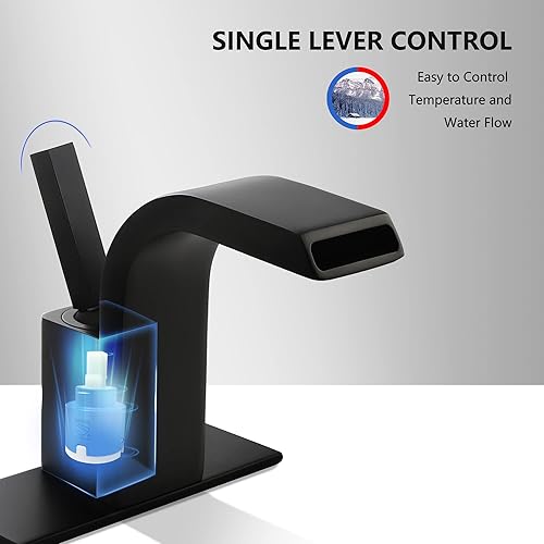 Miniatura 5 de SKOWLL - Grifo de lavabo de baño con una sola manija, mezclador de lavabo con placa de cubierta de 6 pulgadas, color blanco mate